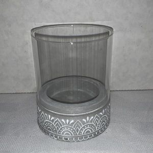Candle holder. Cement base with round glass. NWOT